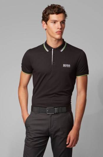 Hugo Boss Regular fit piqué polo shirt Svarte | ZHG6oGxe