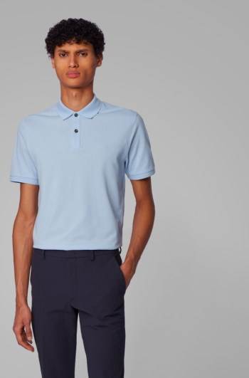 Hugo Boss Regular-fit polo shirt Lyse Blå | WyKzXzen