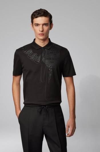 Hugo Boss Regular-fit polo shirt Svarte | GQ6be94Q