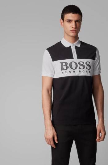 Hugo Boss Regular-fit polo shirt Svarte | VZ0rJ6Xk