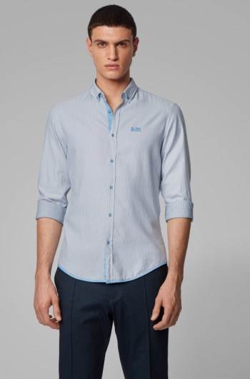 Hugo Boss Regular-fit shirt Blå | tleuO1eP