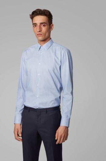 Hugo Boss Regular-fit striped shirt Lyse Blå | sQA9UfEw