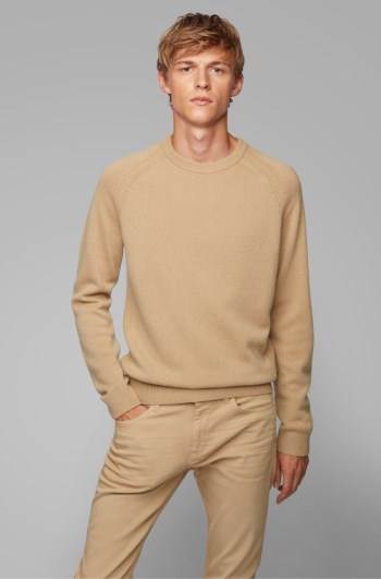 Hugo Boss Regular-fit sweater Beige | pvozOtcx