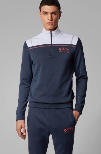 Hugo Boss Regular-fit sweatshirt Mørke Blå | 02C7qK4j