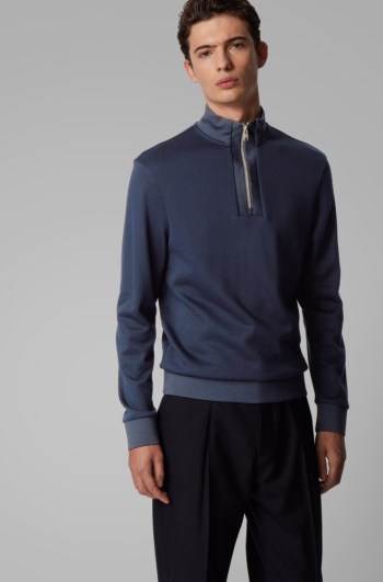 Hugo Boss Regular-fit sweatshirt Mørke Blå | TuqSWtU5