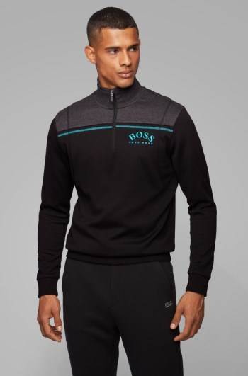 Hugo Boss Regular-fit sweatshirt Svarte | kTb4DLdY