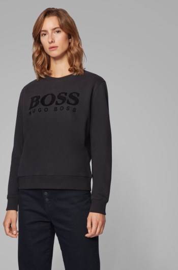 Hugo Boss Regular-fit sweatshirt Svarte | uB33oJ6a