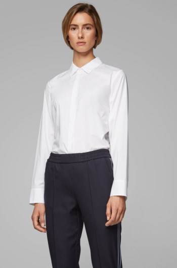 Hugo Boss Regular-fit tailored blouse Hvite | Om7R3HWL