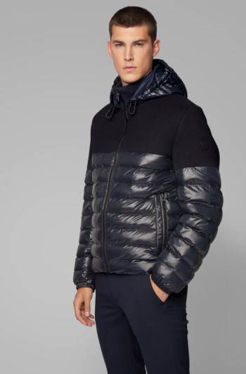 Hugo Boss Regular-fit water-repellent jacket Mørke Blå | XwszJFNl