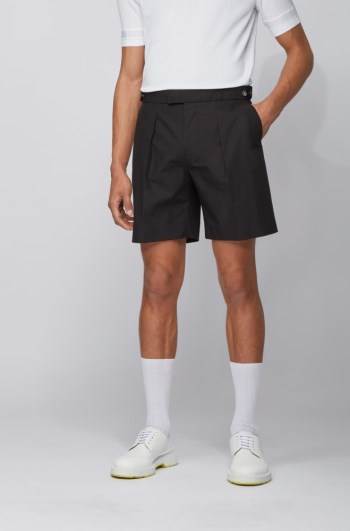 Hugo Boss Relaxed-fit cotton shorts Svarte | Xeuf0mxt