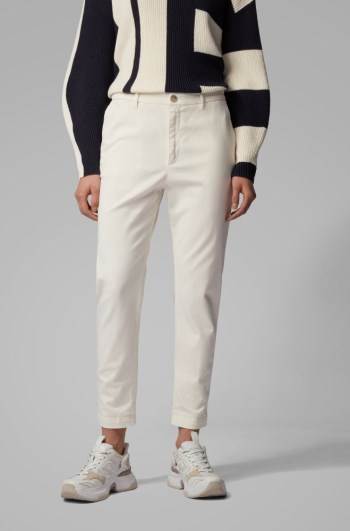 Hugo Boss Relaxed-fit cropped chinos Hvite | HM5WAgVh