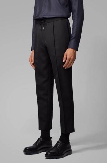 Hugo Boss Relaxed-fit cropped trousers Mørke Blå | yWdR03iX