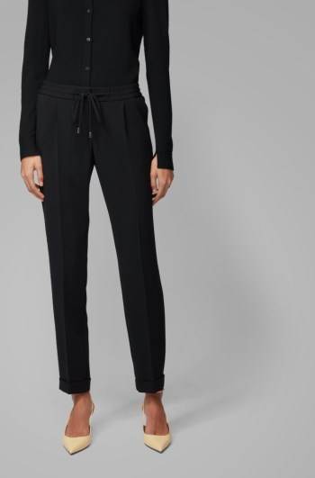 Hugo Boss Relaxed-fit cropped trousers Svarte | Ldu8HMit