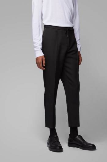 Hugo Boss Relaxed-fit cropped trousers Svarte | a4851E3n