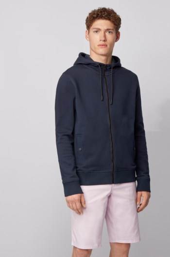 Hugo Boss Relaxed-fit hooded sweatshirt Mørke Blå | 735uLwOf