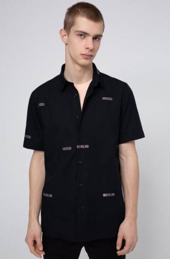 Hugo Boss Relaxed-fit shirt Svarte | OkcFLZex