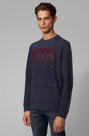 Hugo Boss Relaxed-fit sweatshirt Mørke Blå | jzDr0TBv