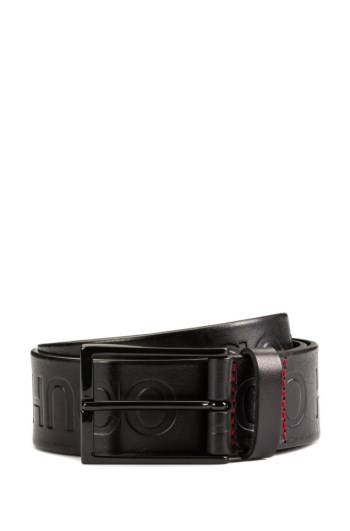 Hugo Boss Reverse-logo embossed leather belt Svarte | 8wuEWWpZ