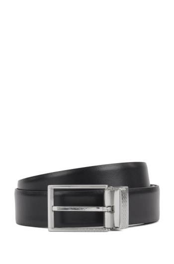 Hugo Boss Reversible smooth and structured leather belt Svarte | LhfNWdZ3