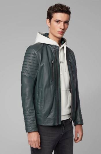 Hugo Boss Slim-fit biker jacket Mørke Grønn | OnRi5hS2