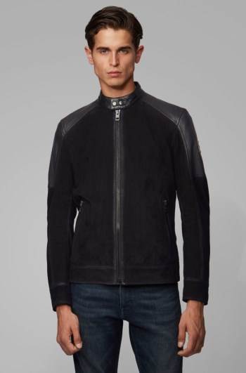 Hugo Boss Slim-fit biker jacket Svarte | L1ZTIMAG