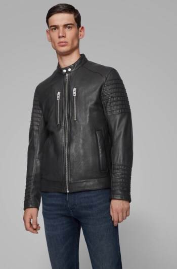 Hugo Boss Slim-fit biker jacket Svarte | Q6w6lRYr