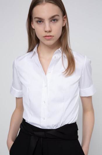 Hugo Boss Slim-fit blouse Hvite | fQPDrAMY