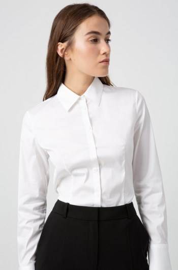 Hugo Boss Slim-fit blouse Hvite | tjlwTq2T