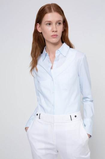 Hugo Boss Slim-fit blouse Lyse Blå | tzInjEZt