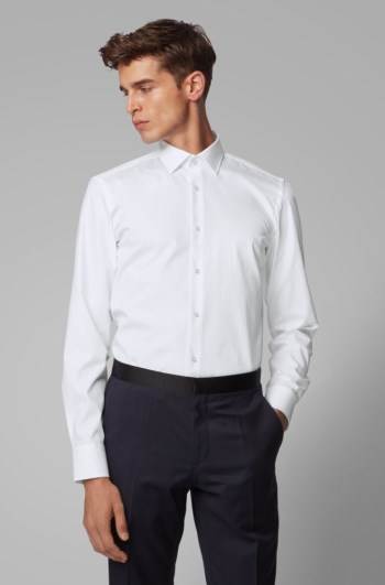 Hugo Boss Slim-fit business shirt Hvite | I5s8Z6oi