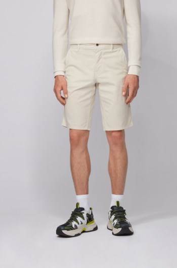 Hugo Boss Slim-fit chino shorts Lyse Beige | ZRBDu72c