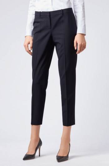 Hugo Boss Slim-fit cropped trousers Mørke Blå | 4g5d6RbB