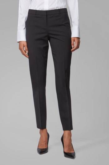 Hugo Boss Slim-fit cropped trousers Svarte | KVo9Q1f2