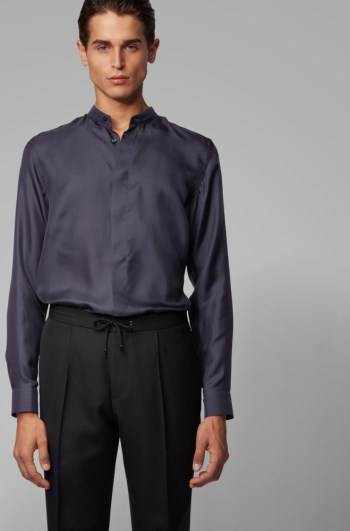 Hugo Boss Slim-fit evening shirt Mørke Blå | GktCZ7cv