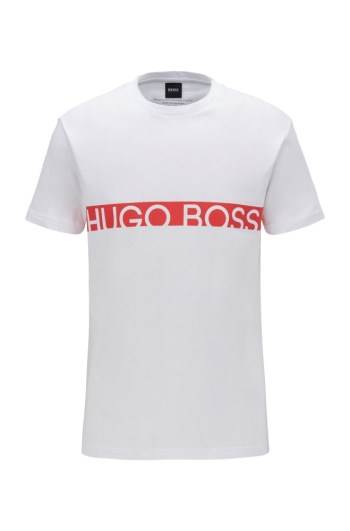 Hugo Boss Slim-fit logo T-shirt Hvite | MRXEfNC7