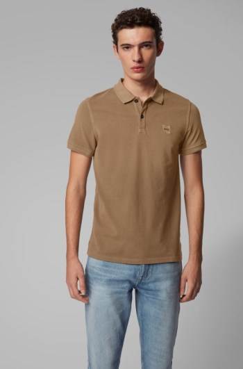 Hugo Boss Slim-fit polo shirt Brune | aVhqOuSP