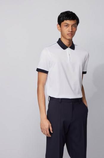 Hugo Boss Slim-fit polo shirt Hvite | 3FM2krxv