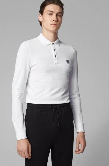 Hugo Boss Slim-fit polo shirt Hvite | CAvdxRoB