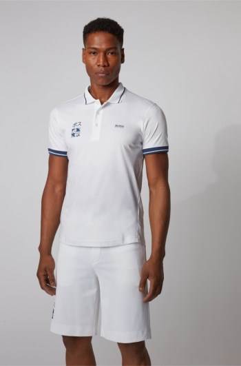 Hugo Boss Slim-fit polo shirt Hvite | PHMThXqp