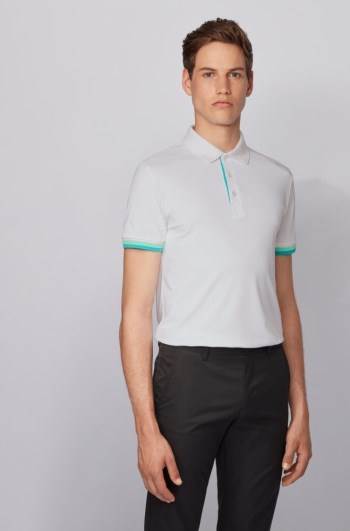 Hugo Boss Slim-fit polo shirt Hvite | m90Yx19E