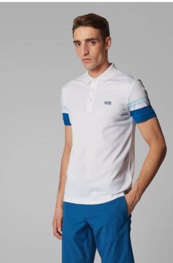 Hugo Boss Slim-fit polo shirt Hvite | oeUsbEz6