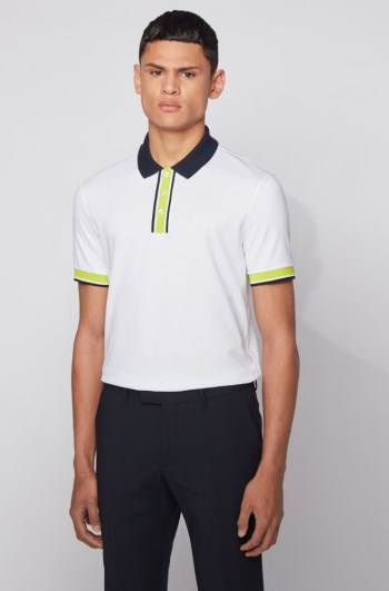 Hugo Boss Slim-fit polo shirt Hvite | uM4Wrz72