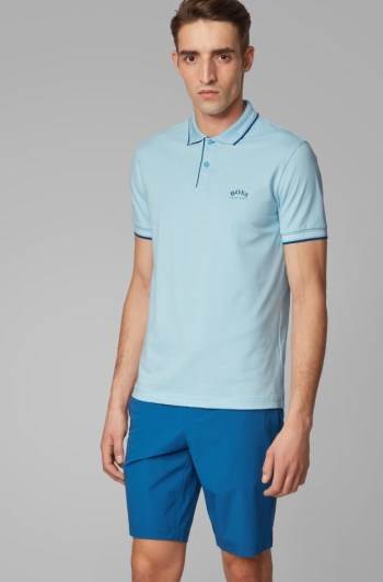 Hugo Boss Slim-fit polo shirt Lyse Blå | BiqkBgHU