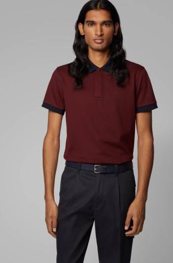 Hugo Boss Slim-fit polo shirt Mørke Rød | Ze4vp2Gg