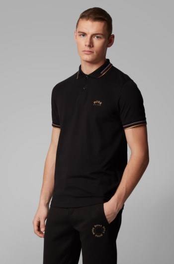 Hugo Boss Slim-fit polo shirt Svarte | T5TzU6q1