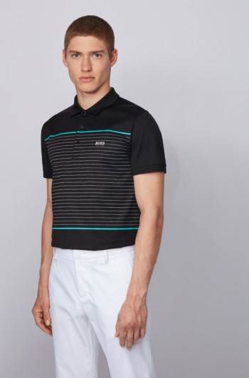 Hugo Boss Slim-fit polo shirt Svarte | YKjy0afP