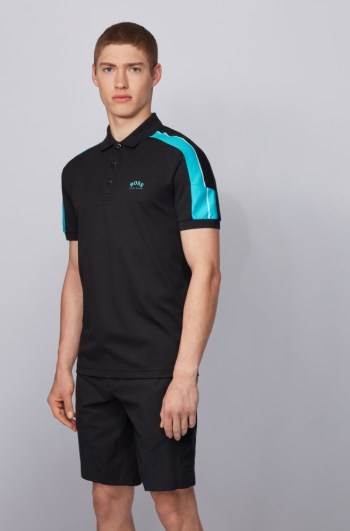 Hugo Boss Slim-fit polo shirt Svarte | jxI0OE1S