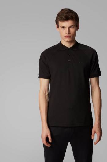 Hugo Boss Slim-fit polo shirt Svarte | laClFzWV