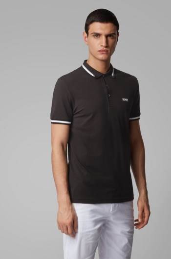 Hugo Boss Slim-fit polo shirt Svarte | pJEDlO2B