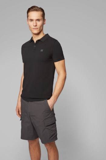 Hugo Boss Slim-fit polo shirt Svarte | qu63nzQX